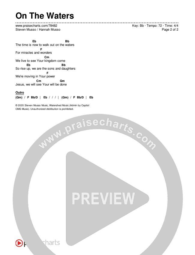 On The Waters Chords & Lyrics (Steven Musso / Hannah Musso)