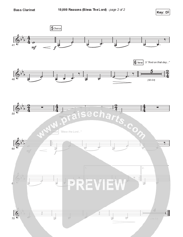 10,000 Reasons (Bless The Lord) Bass Clarinet (Matt Redman / Bryan & Katie Torwalt / Pat Barrett / Naomi Raine / Crowder / Worship Together)