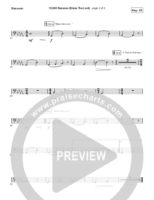 10,000 Reasons (Bless The Lord) Bassoon (Matt Redman / Bryan & Katie Torwalt / Pat Barrett / Naomi Raine / Crowder / Worship Together)