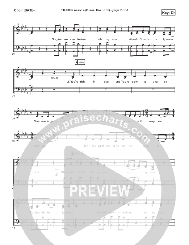 10,000 Reasons (Bless The Lord) Choir Vocals (SATB) (Matt Redman / Bryan & Katie Torwalt / Pat Barrett / Naomi Raine / Crowder / Worship Together)