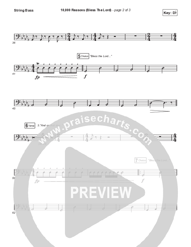 10,000 Reasons (Bless The Lord) String Bass (Matt Redman / Bryan & Katie Torwalt / Pat Barrett / Naomi Raine / Crowder / Worship Together)