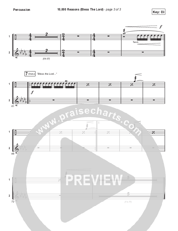 10,000 Reasons (Bless The Lord) Percussion (Matt Redman / Bryan & Katie Torwalt / Pat Barrett / Naomi Raine / Crowder / Worship Together)