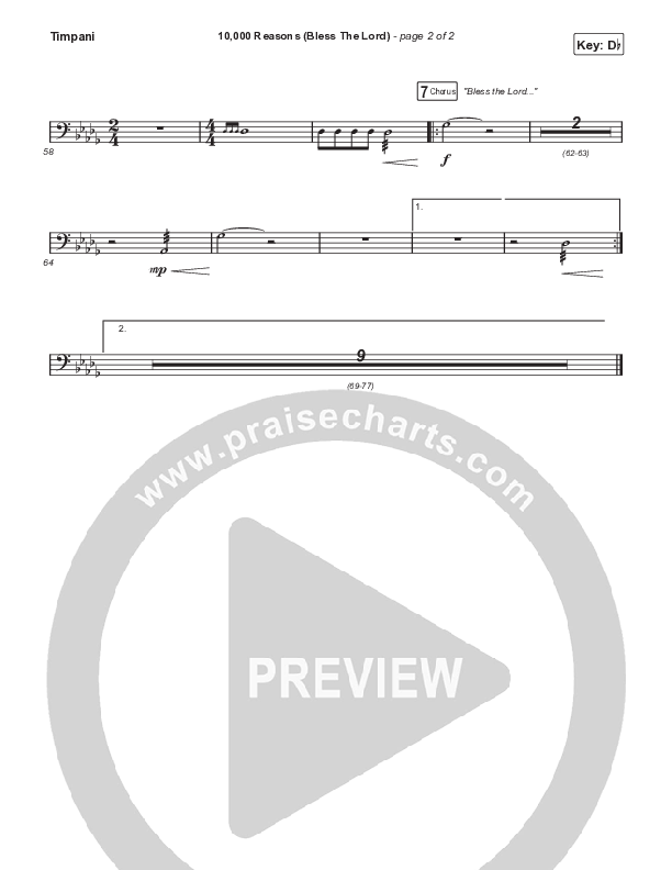 10,000 Reasons (Bless The Lord) Timpani (Matt Redman / Bryan & Katie Torwalt / Pat Barrett / Naomi Raine / Crowder / Worship Together)