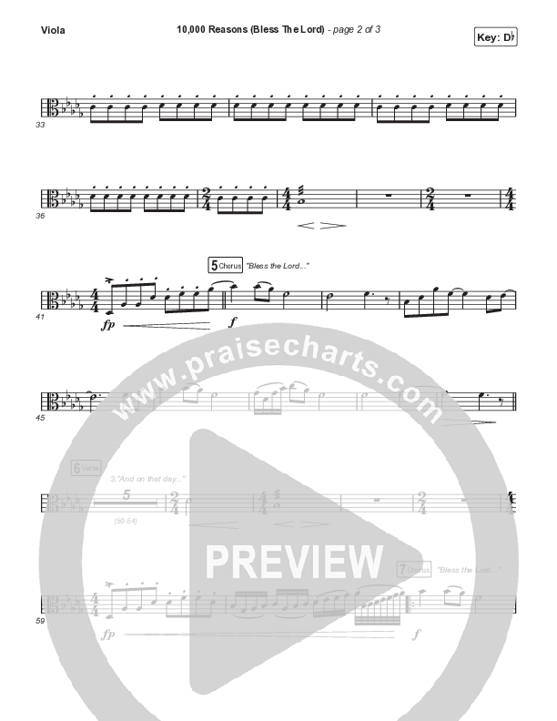 10,000 Reasons (Bless The Lord) Viola (Matt Redman / Bryan & Katie Torwalt / Pat Barrett / Naomi Raine / Crowder / Worship Together)