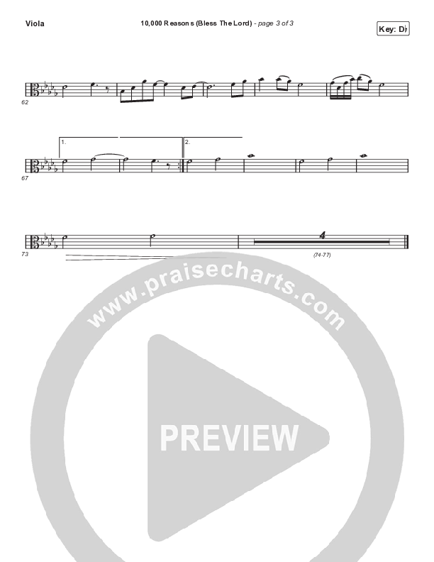 10,000 Reasons (Bless The Lord) Viola (Matt Redman / Bryan & Katie Torwalt / Pat Barrett / Naomi Raine / Crowder / Worship Together)