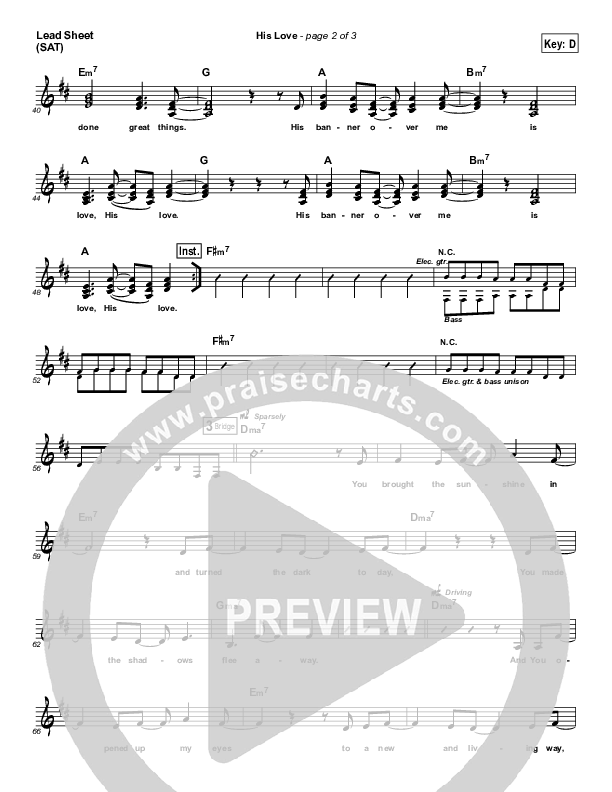 His Love Lead Sheet (Hillsong Worship)