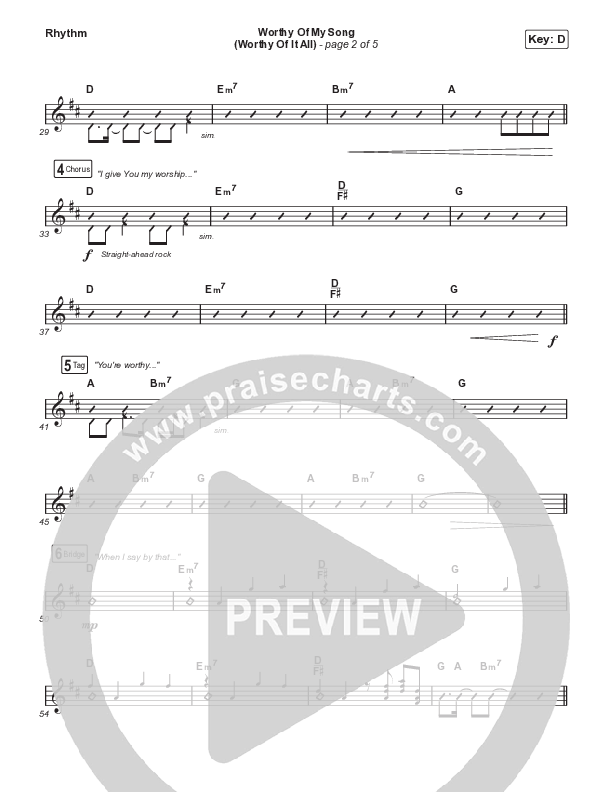 Worthy Of My Song (Worthy Of It All) (Choral Anthem SATB) Rhythm Pack (Phil Wickham / Chandler Moore / Arr. Mason Brown)