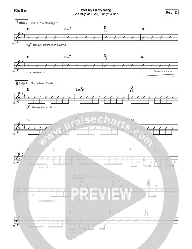 Worthy Of My Song (Worthy Of It All) (Choral Anthem SATB) Rhythm Pack (Phil Wickham / Chandler Moore / Arr. Mason Brown)