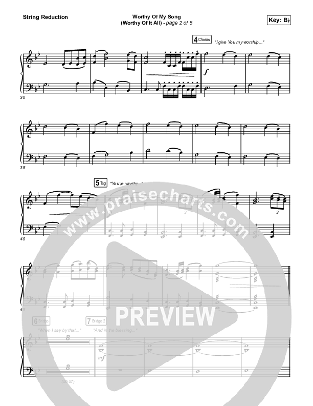 Worthy Of My Song (Worthy Of It All) (Unison/2-Part Choir) String Reduction (Phil Wickham / Chandler Moore / Arr. Mason Brown)