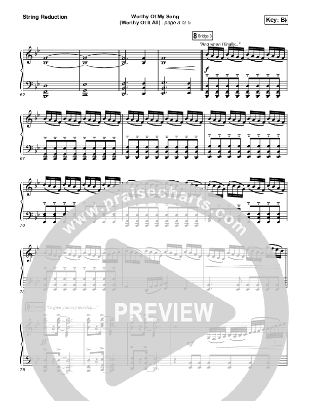 Worthy Of My Song (Worthy Of It All) (Unison/2-Part Choir) String Reduction (Phil Wickham / Chandler Moore / Arr. Mason Brown)