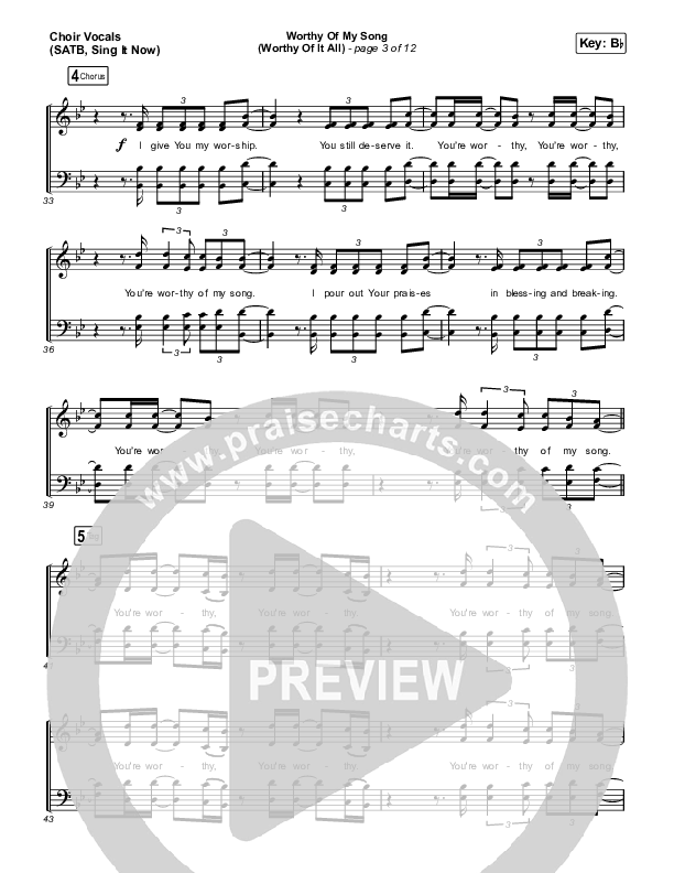 Worthy Of My Song (Worthy Of It All) (Sing It Now SATB) Choir Sheet (SATB) (Phil Wickham / Chandler Moore / Arr. Mason Brown)