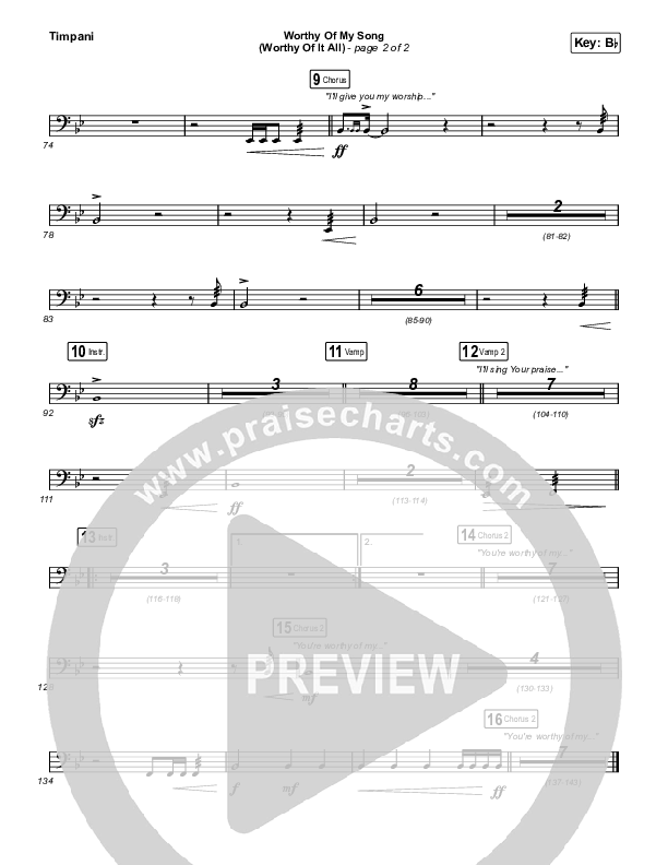 Worthy Of My Song (Worthy Of It All) (Sing It Now SATB) Timpani (Phil Wickham / Chandler Moore / Arr. Mason Brown)