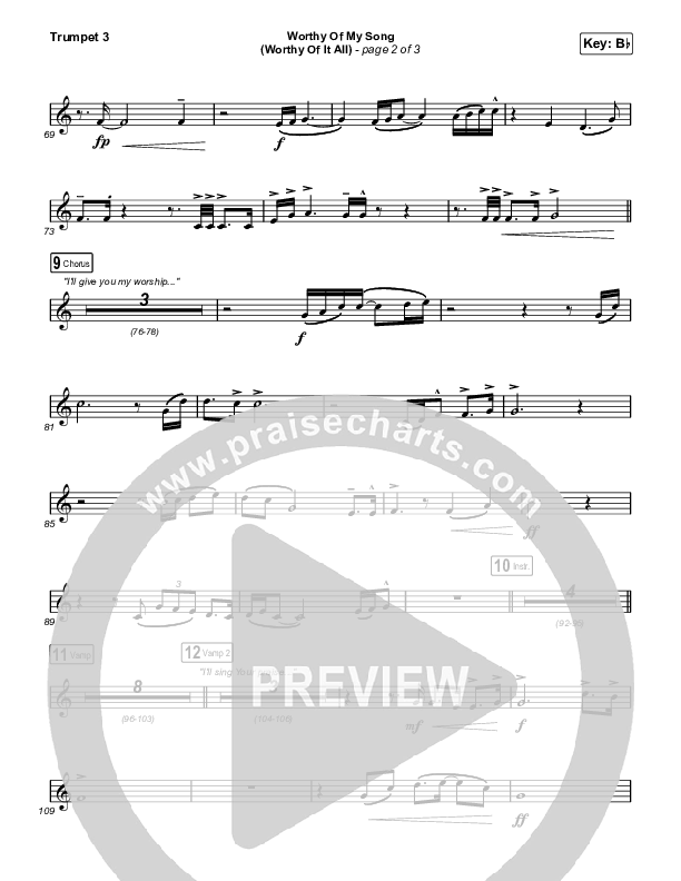 Worthy Of My Song (Worthy Of It All) (Sing It Now SATB) Trumpet 3 (Phil Wickham / Chandler Moore / Arr. Mason Brown)