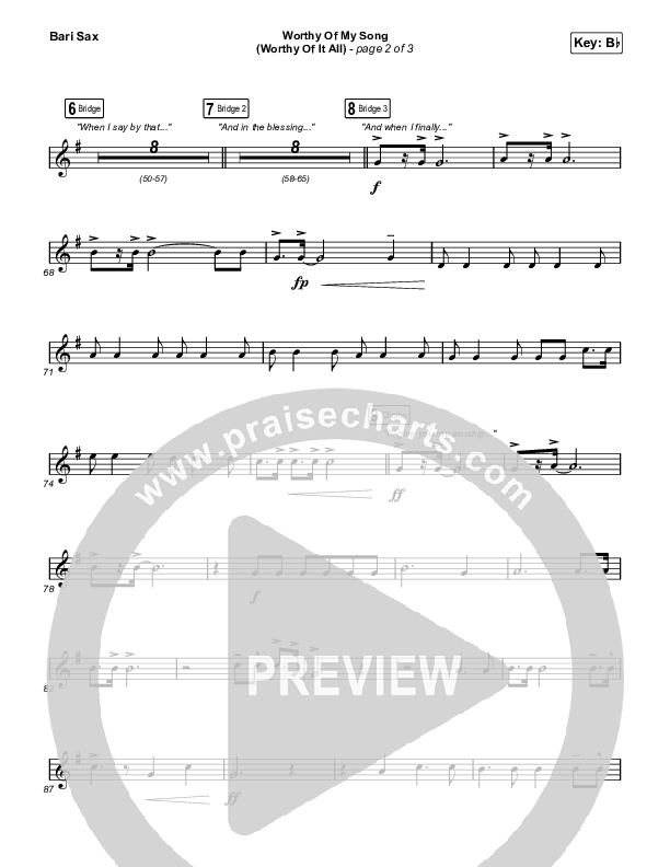 Worthy Of My Song (Worthy Of It All) (Worship Choir SAB) Bari Sax (Phil Wickham / Chandler Moore / Arr. Mason Brown)