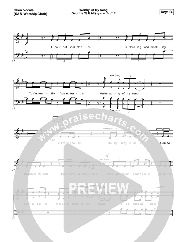 Worthy Of My Song (Worthy Of It All) (Worship Choir SAB) Choir Sheet (SAB) (Phil Wickham / Chandler Moore / Arr. Mason Brown)