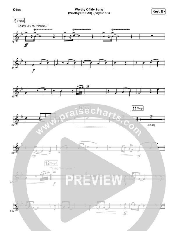Worthy Of My Song (Worthy Of It All) (Worship Choir SAB) Oboe (Phil Wickham / Chandler Moore / Arr. Mason Brown)