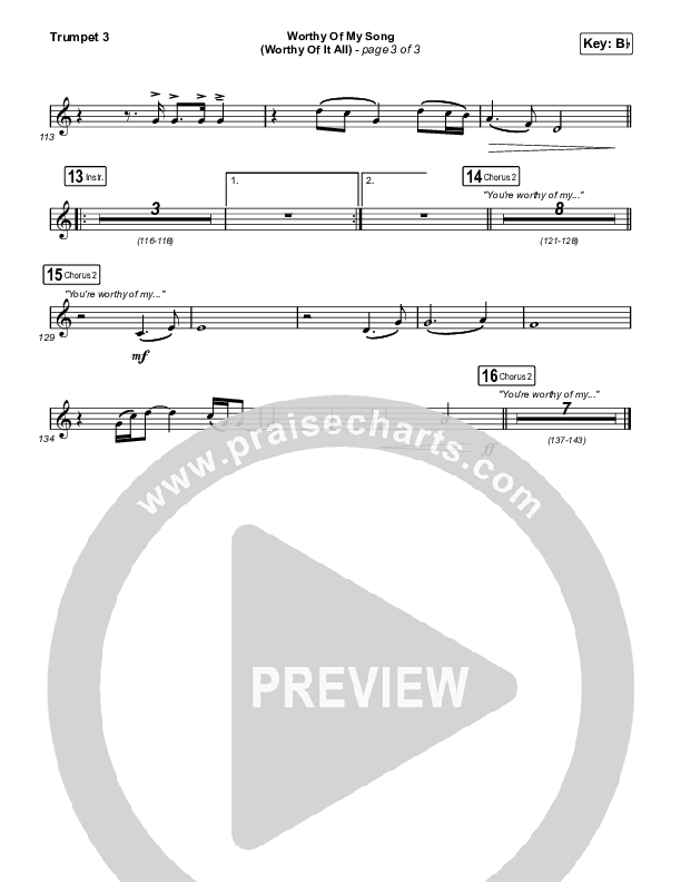 Worthy Of My Song (Worthy Of It All) (Worship Choir SAB) Trumpet 3 (Phil Wickham / Chandler Moore / Arr. Mason Brown)
