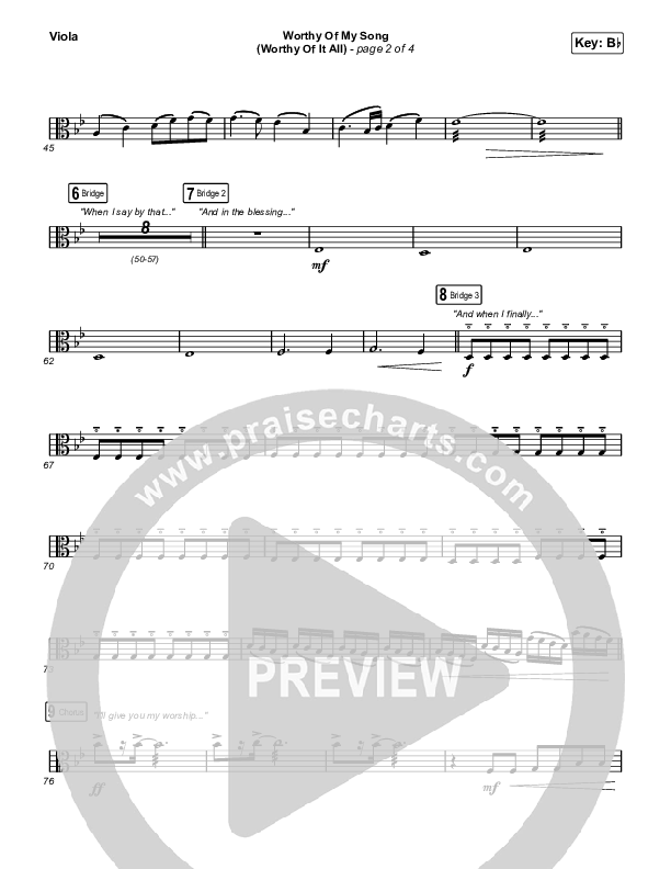 Worthy Of My Song (Worthy Of It All) (Worship Choir SAB) Viola (Phil Wickham / Chandler Moore / Arr. Mason Brown)