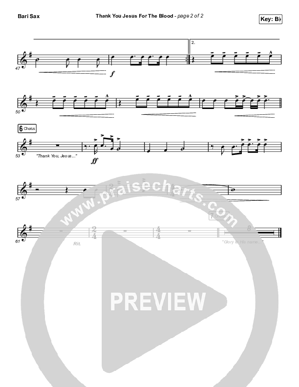 Thank You Jesus For The Blood (Sing It Now SATB) Bari Sax (Charity Gayle / Arr. Erik Foster)