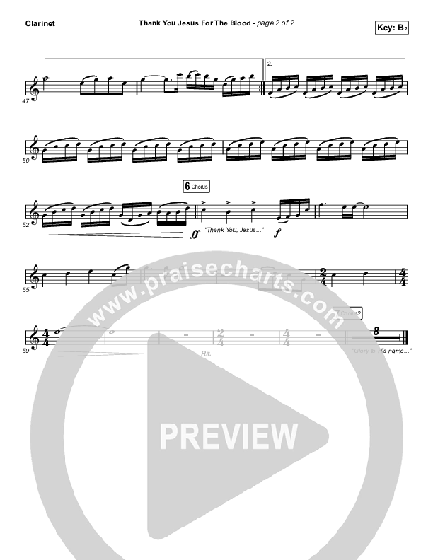 Thank You Jesus For The Blood (Sing It Now SATB) Clarinet (Charity Gayle / Arr. Erik Foster)