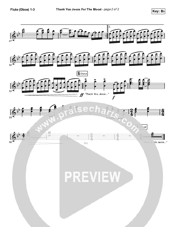 Thank You Jesus For The Blood (Sing It Now SATB) Flute/Oboe 1/2/3 (Charity Gayle / Arr. Erik Foster)