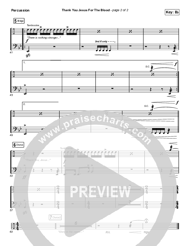 Thank You Jesus For The Blood (Sing It Now SATB) Percussion (Charity Gayle / Arr. Erik Foster)