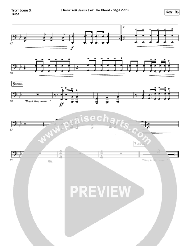 Thank You Jesus For The Blood (Sing It Now SATB) Trombone 3/Tuba (Charity Gayle / Arr. Erik Foster)