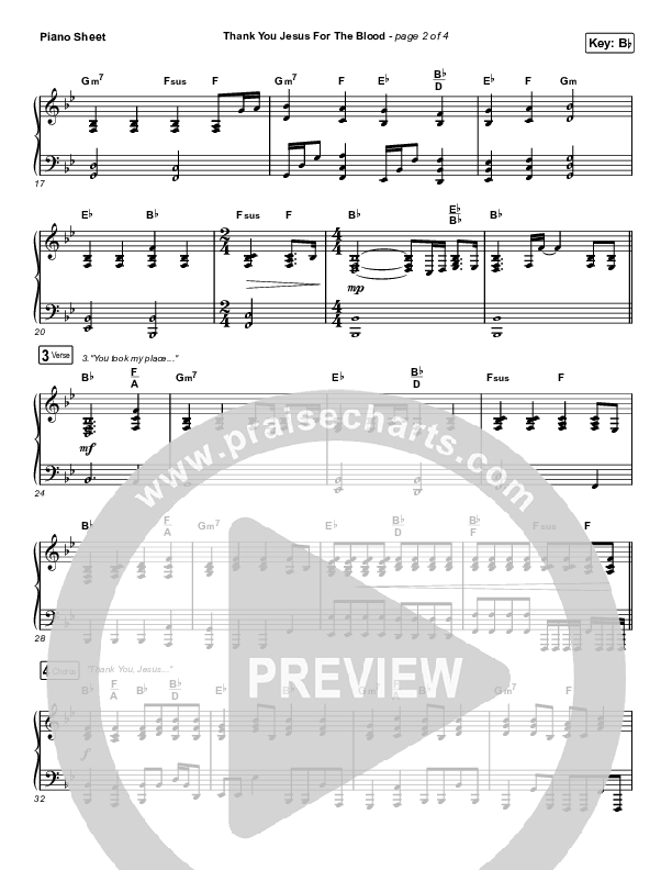 Thank You Jesus For The Blood (Unison/2-Part Choir) Piano Sheet (Charity Gayle / Arr. Erik Foster)