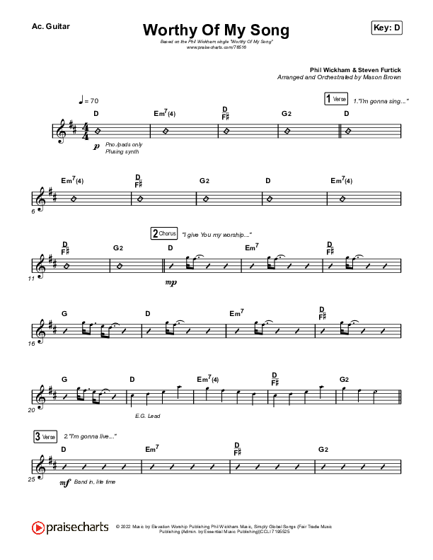 Worthy Of My Song Acoustic Guitar (Phil Wickham)