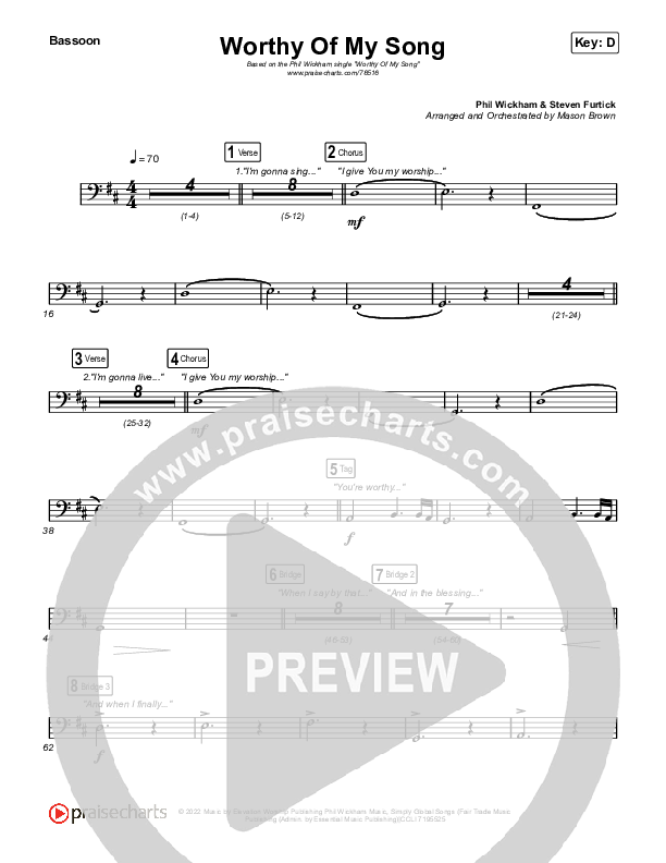 Worthy Of My Song Bassoon (Phil Wickham)