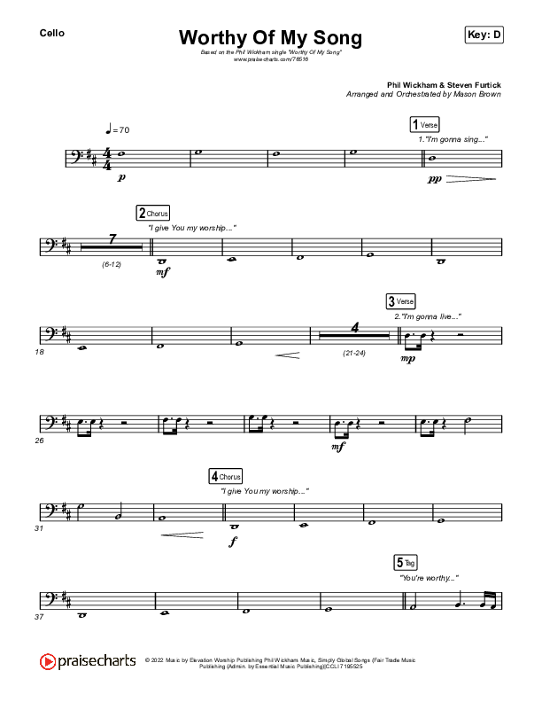 Worthy Of My Song Cello (Phil Wickham)