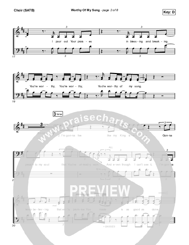 Worthy Of My Song Choir Sheet (SATB) (Phil Wickham)