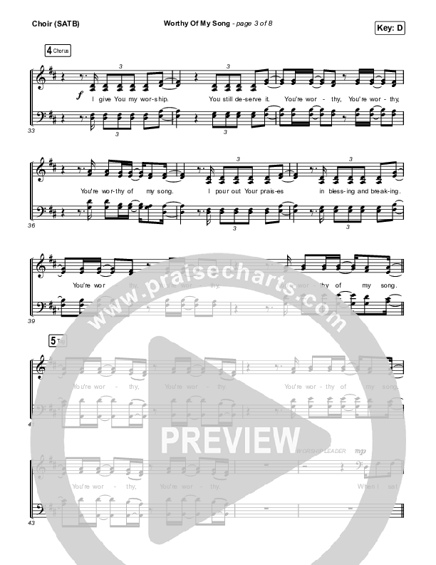 Worthy Of My Song Choir Sheet (SATB) (Phil Wickham)