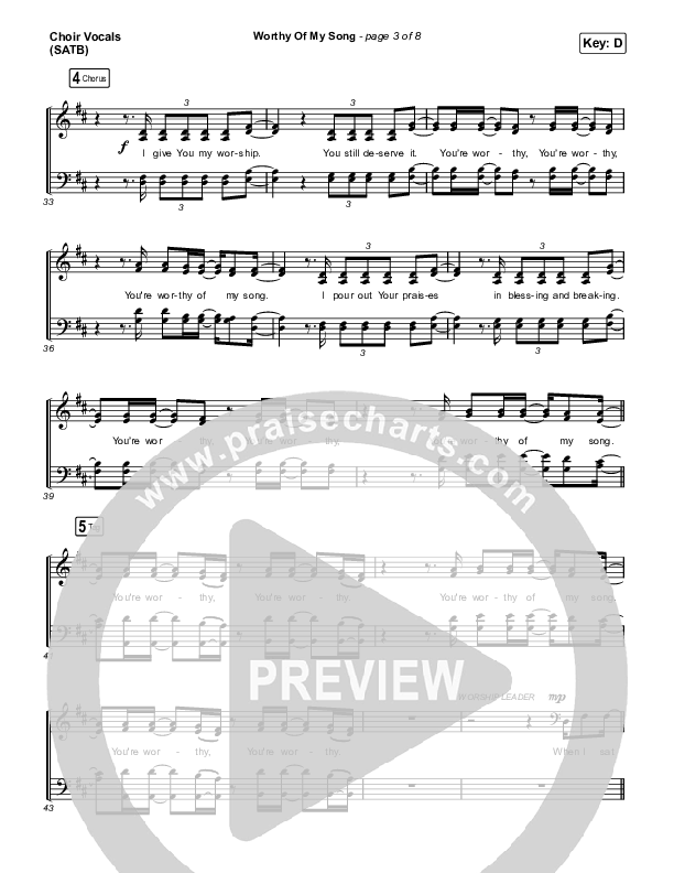 Worthy Of My Song Choir Vocals (Anthem SATB) (Phil Wickham)