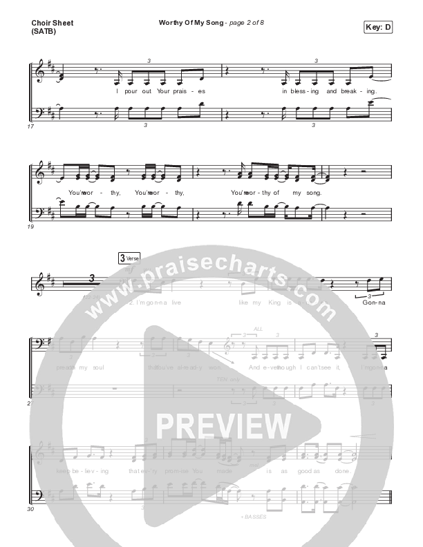 Worthy Of My Song Choir Vocals (SATB) (Phil Wickham)