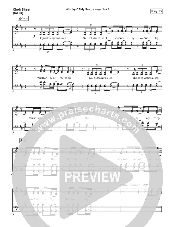 Worthy Of My Song Choir Vocals (SATB) (Phil Wickham)