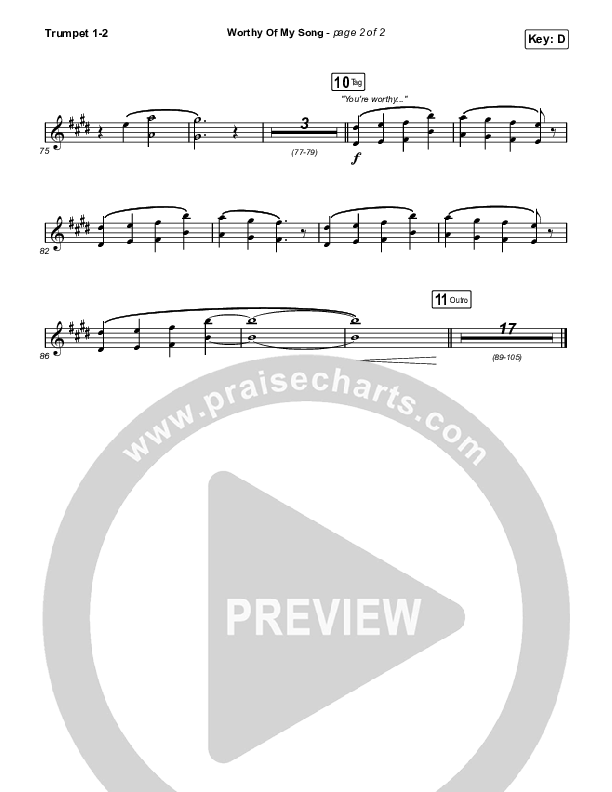 Worthy Of My Song Trumpet 1,2 (Phil Wickham)