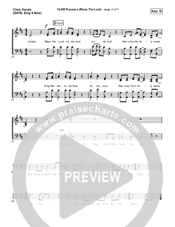 10,000 Reasons (Bless The Lord) (Sing It Now SATB) Choir Sheet (SATB) (Matt Redman / Crowder / Tauren Wells / Naomi Raine / Worship Together / Arr. Mason Brown)