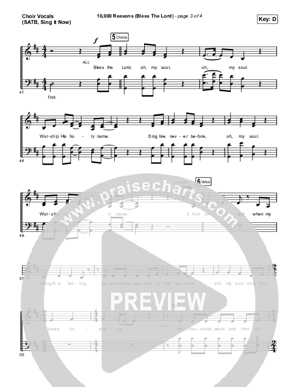 10,000 Reasons (Bless The Lord) (Sing It Now SATB) Choir Sheet (SATB) (Matt Redman / Crowder / Tauren Wells / Naomi Raine / Worship Together / Arr. Mason Brown)