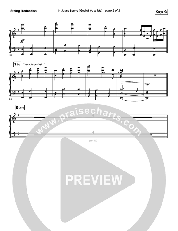 In Jesus Name (God Of Possible) (Unison/2-Part Choir) String Reduction (Katy Nichole / Arr. Erik Foster)