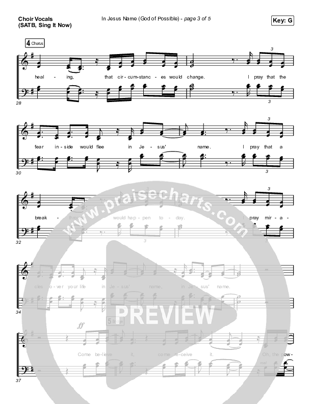 In Jesus Name (God Of Possible) (Sing It Now SATB) Anthem (Sing It Now) (Katy Nichole / Arr. Erik Foster)