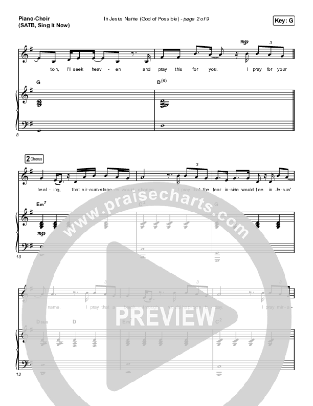 In Jesus Name (God Of Possible) (Sing It Now SATB) Piano/Choir (SATB) (Katy Nichole / Arr. Erik Foster)