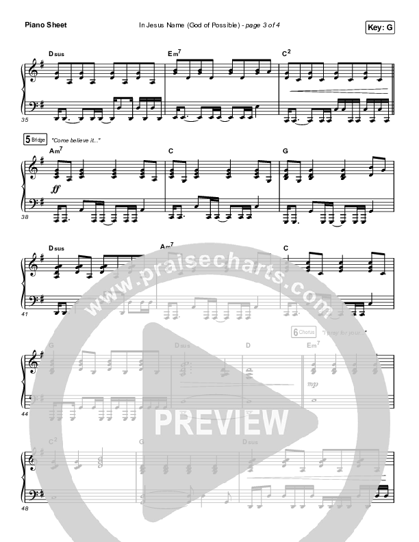 In Jesus Name (God Of Possible) (Sing It Now SATB) Piano Sheet (Katy Nichole / Arr. Erik Foster)