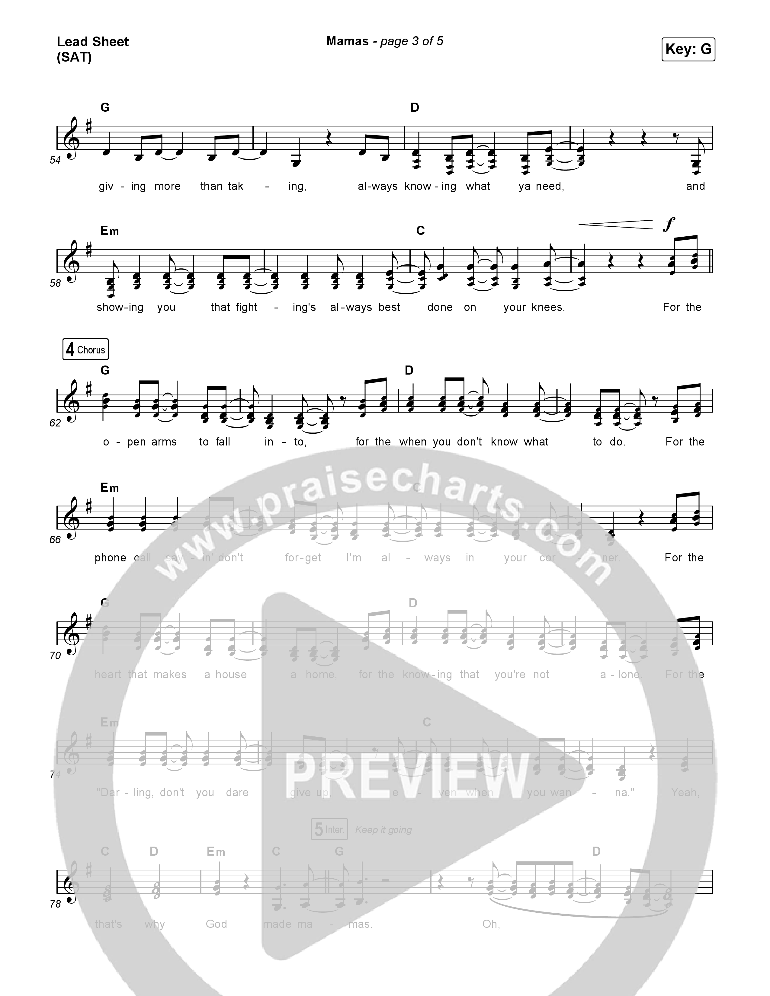 Mamas Lead Sheet (SAT) (Anne Wilson)