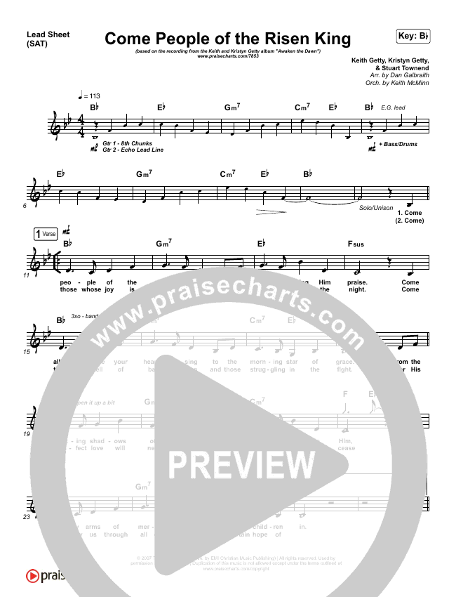 Come People Of The Risen King Sheet Music Keith Kristyn Getty