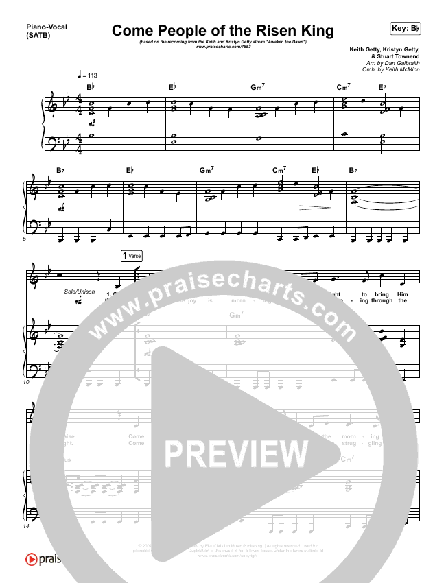 Come People Of The Risen King Sheet Music Pdf Keith Kristyn Getty
