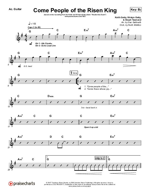 Come People Of The Risen King Acoustic Guitar (Keith & Kristyn Getty)