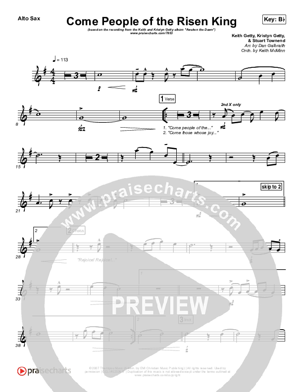 Come People Of The Risen King Alto Sax (Keith & Kristyn Getty)