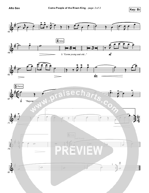 Come People Of The Risen King Alto Sax (Keith & Kristyn Getty)