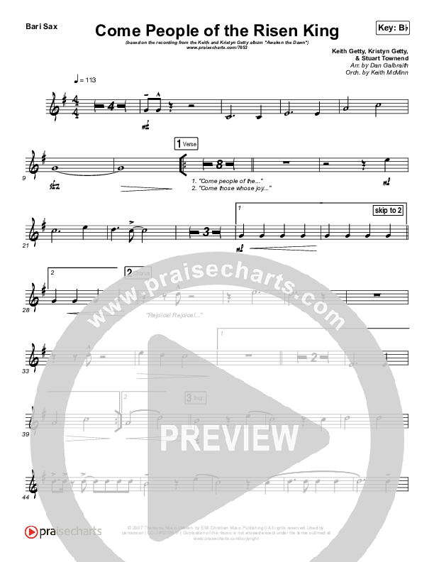 Come People Of The Risen King Bari Sax (Keith & Kristyn Getty)